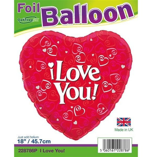 18" I Love You Foil Balloon Red