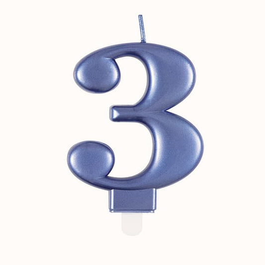 Metallic Number 3 Candle