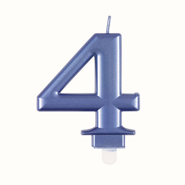 Metallic Number 4 Candle