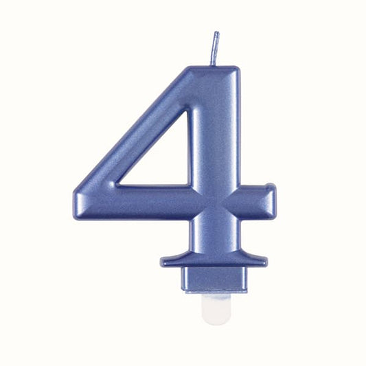 Metallic Number 4 Candle
