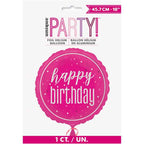 18" Glitz Pink Happy Birthday Foil Balloon
