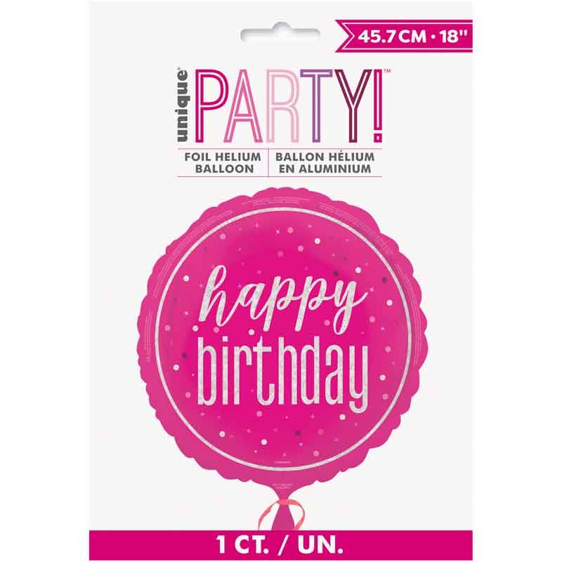 18" Glitz Pink Happy Birthday Foil Balloon