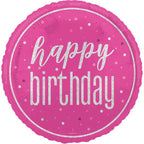 18" Glitz Pink Happy Birthday Foil Balloon