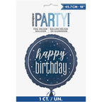 18" Glitz Blue Happy Birthday Foil Balloon