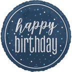 18" Glitz Blue Happy Birthday Foil Balloon