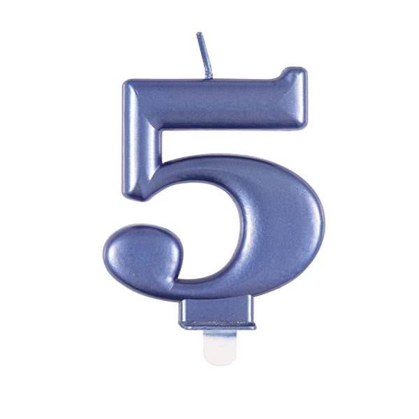 Metallic Number 5 Candle
