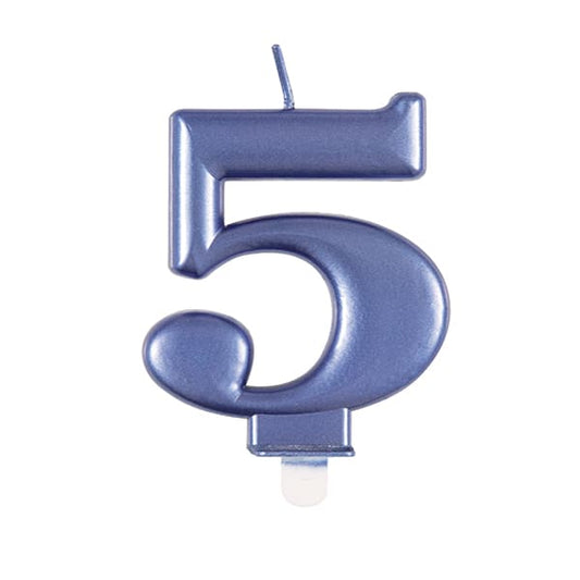 Metallic Number 5 Candle