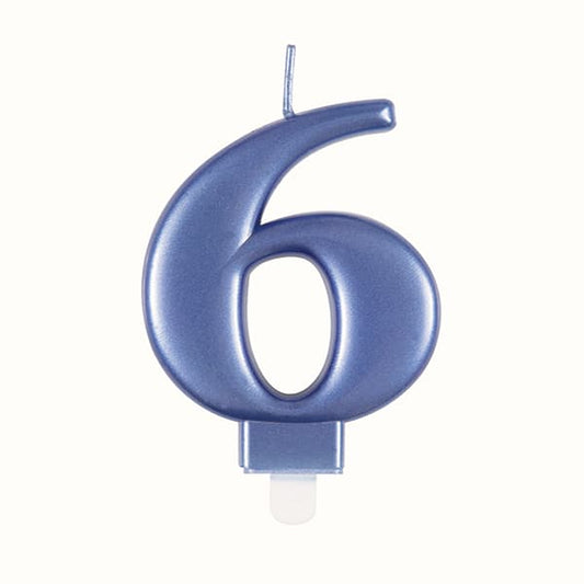 Metallic Number 6 Candle