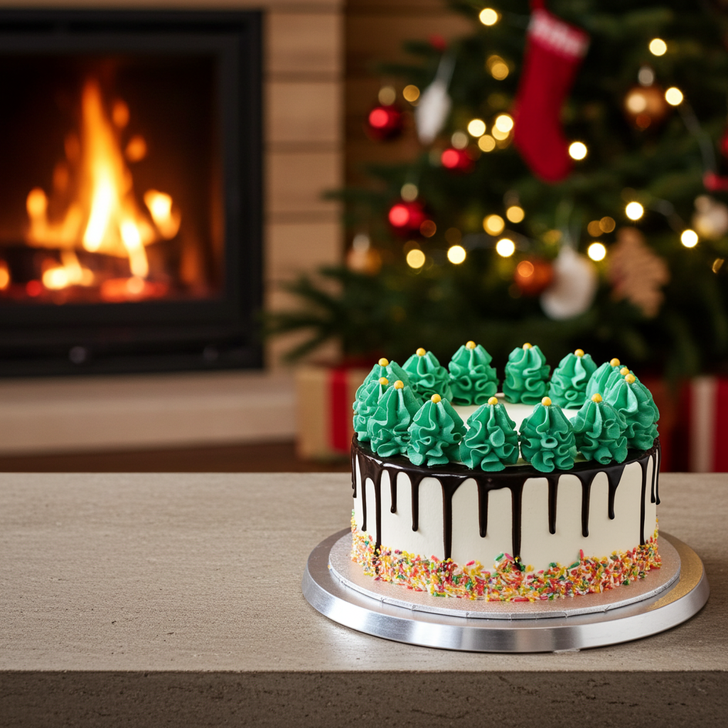 Merry Forest Drip Cake