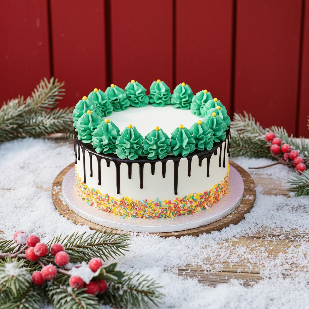 Merry Forest Drip Cake