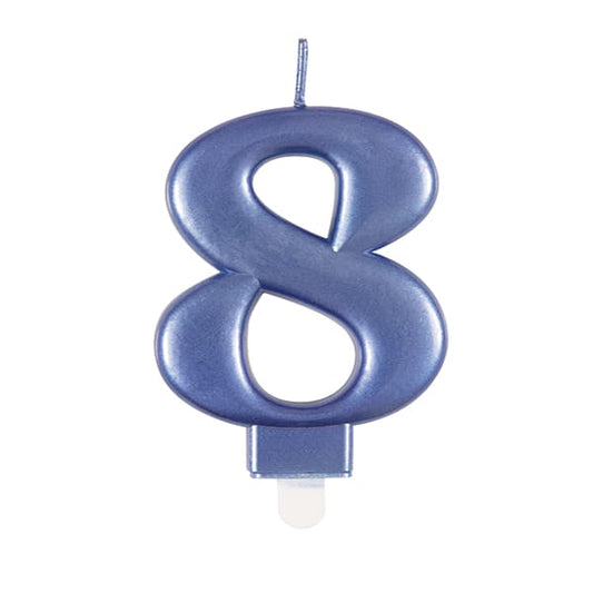 Metallic Number 8 Candle