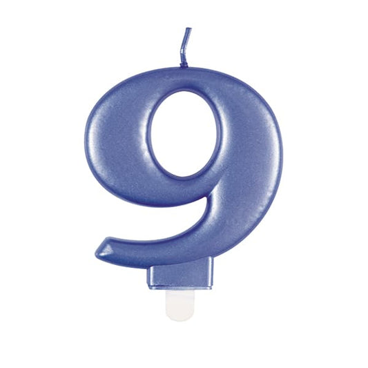 Metallic Number 9 Candle