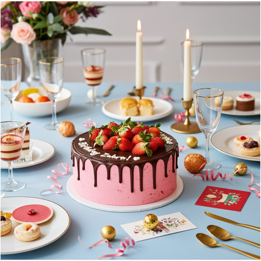 Chocolate Glazed Strawberry Cake