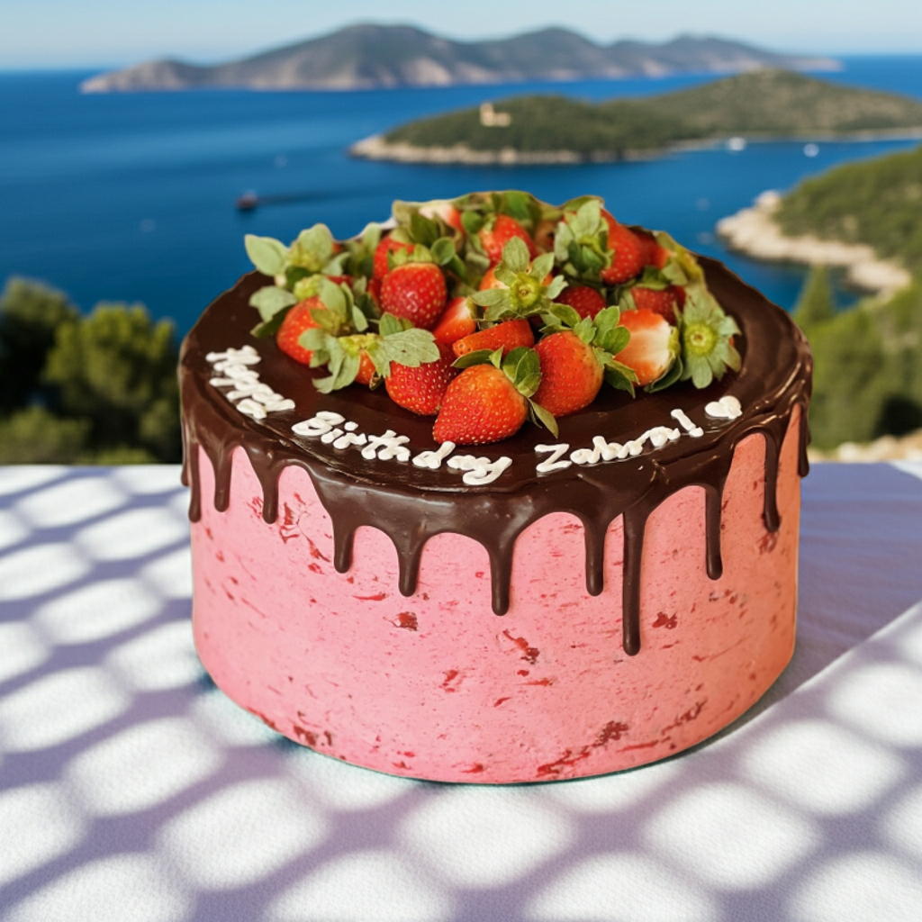 Chocolate Glazed Strawberry Cake