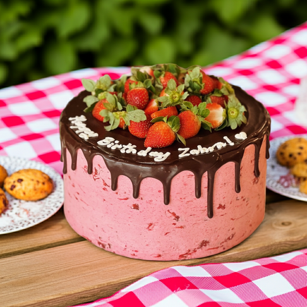 Chocolate Glazed Strawberry Cake