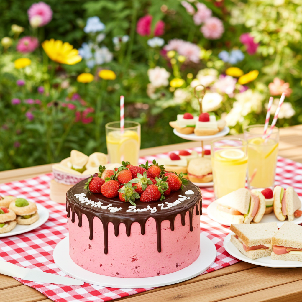 Chocolate Glazed Strawberry Cake