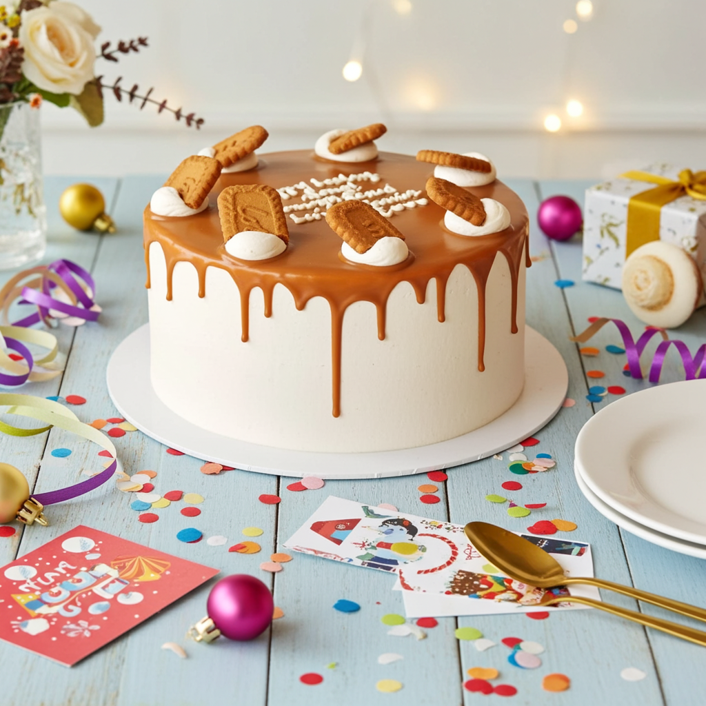 Creamy Vanilla Biscoff Cake