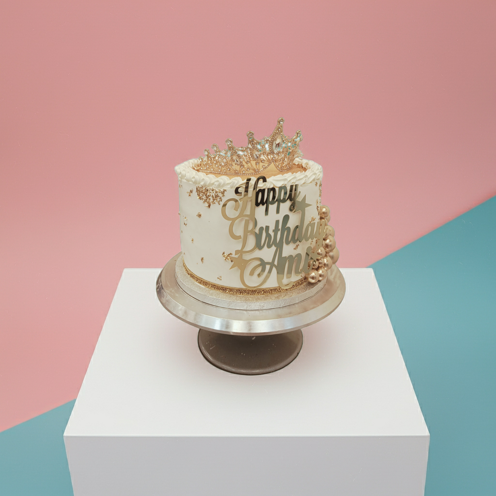 Crown-Glitter Blow Tower Cake