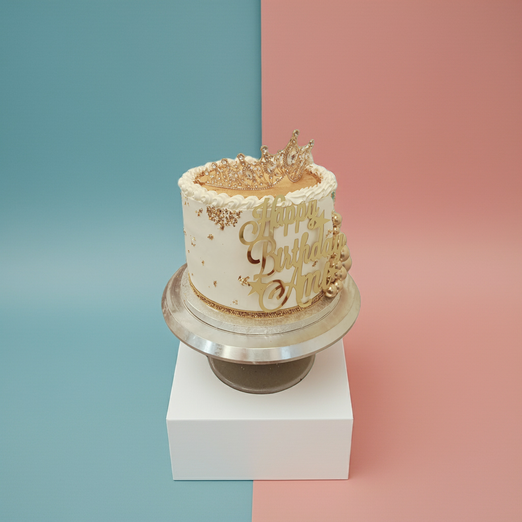 Crown-Glitter Blow Tower Cake