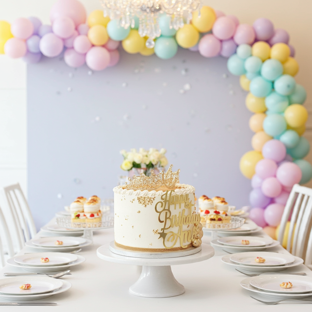 Crown-Glitter Blow Tower Cake