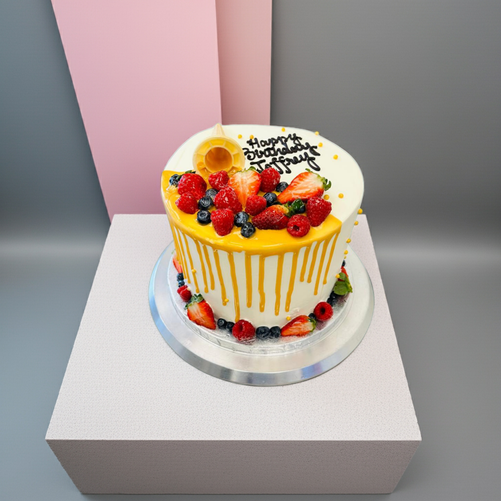 Fruity Cone Drip Tower Cake