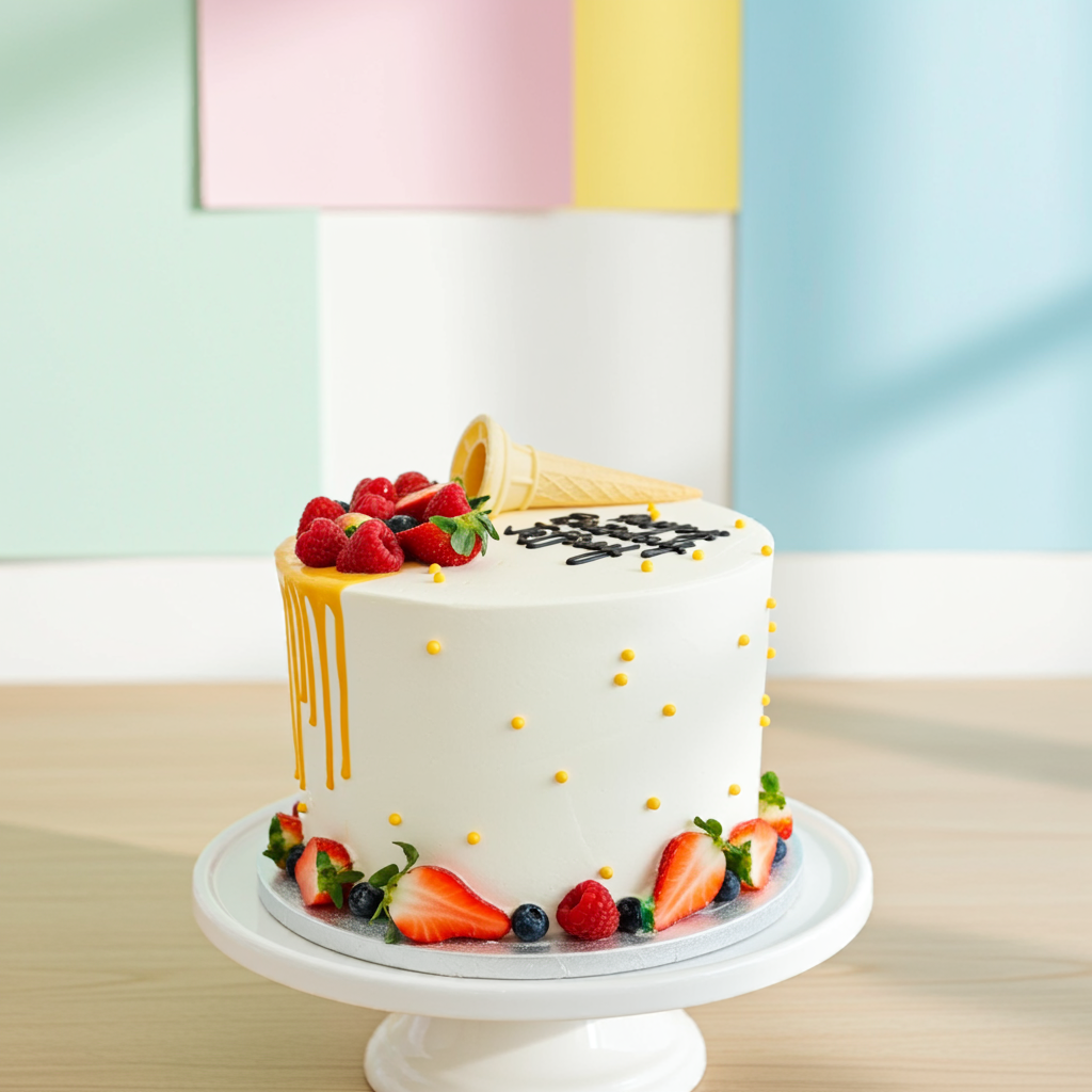 Fruity Cone Drip Tower Cake