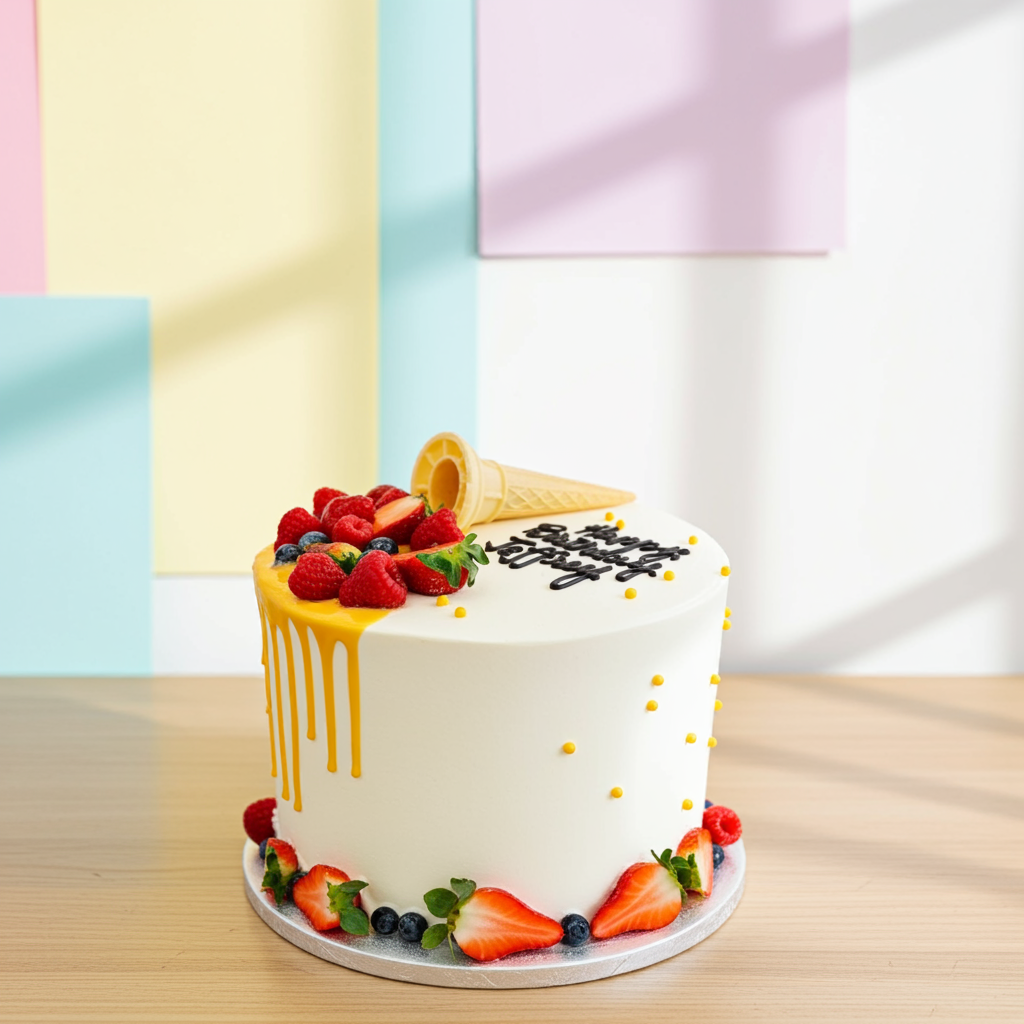 Fruity Cone Drip Tower Cake
