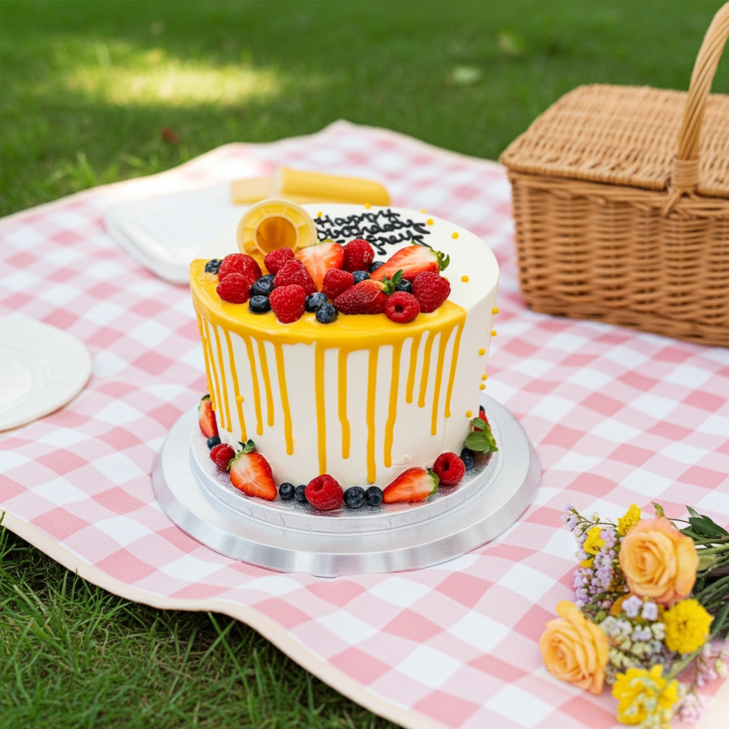 Fruity Cone Drip Tower Cake
