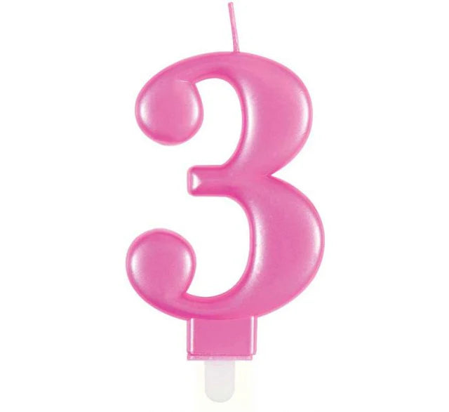 Metallic Number 3 Candle