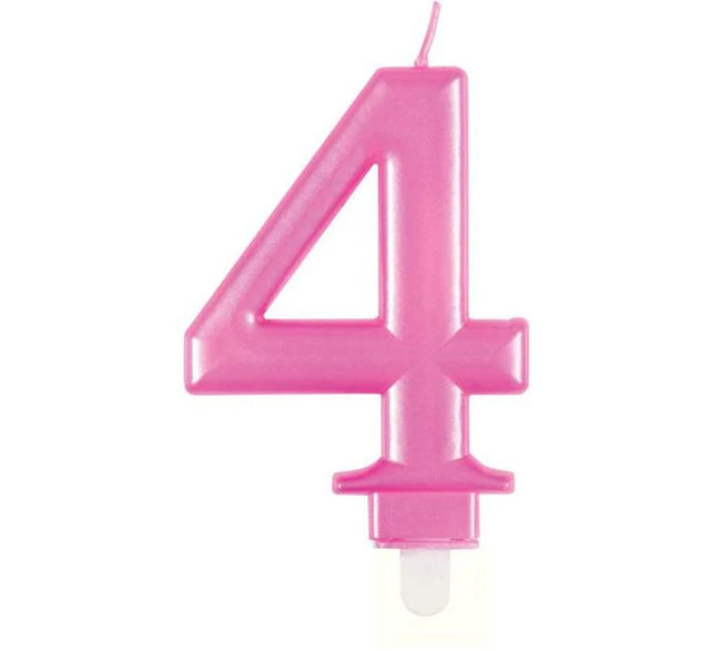 Metallic Number 4 Candle
