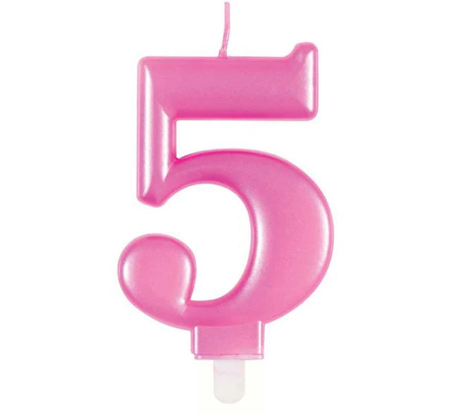 Metallic Number 5 Candle