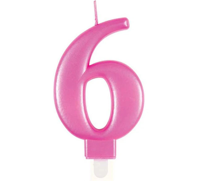 Metallic Number 6 Candle