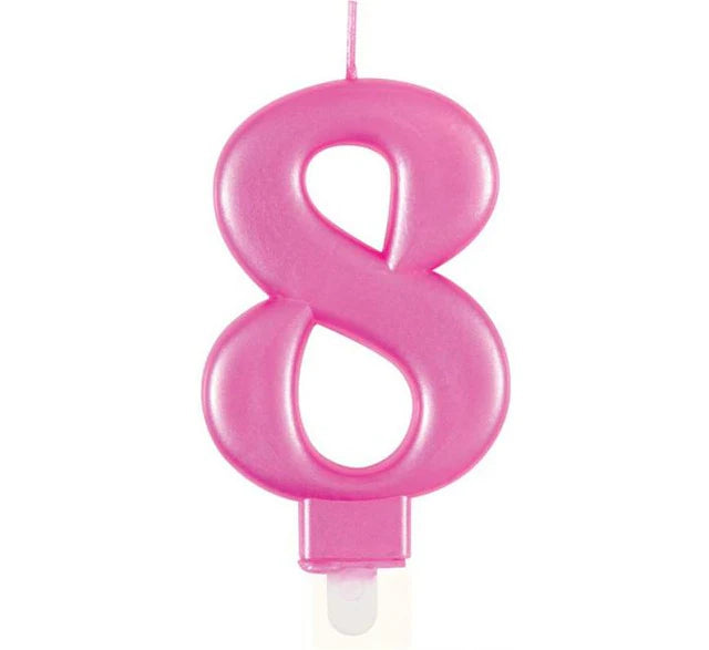 Metallic Number 8 Candle