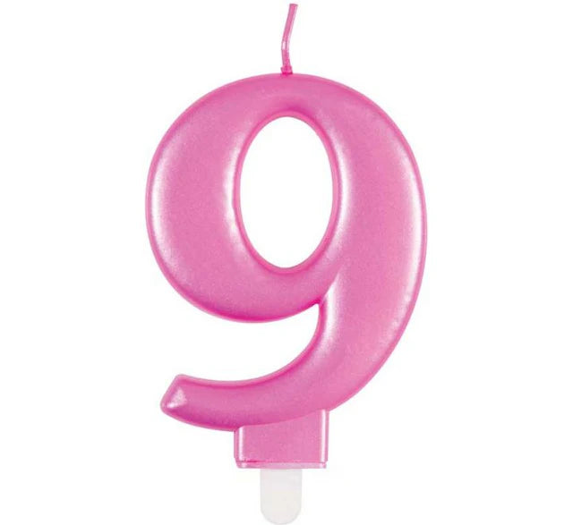 Metallic Number 9 Candle