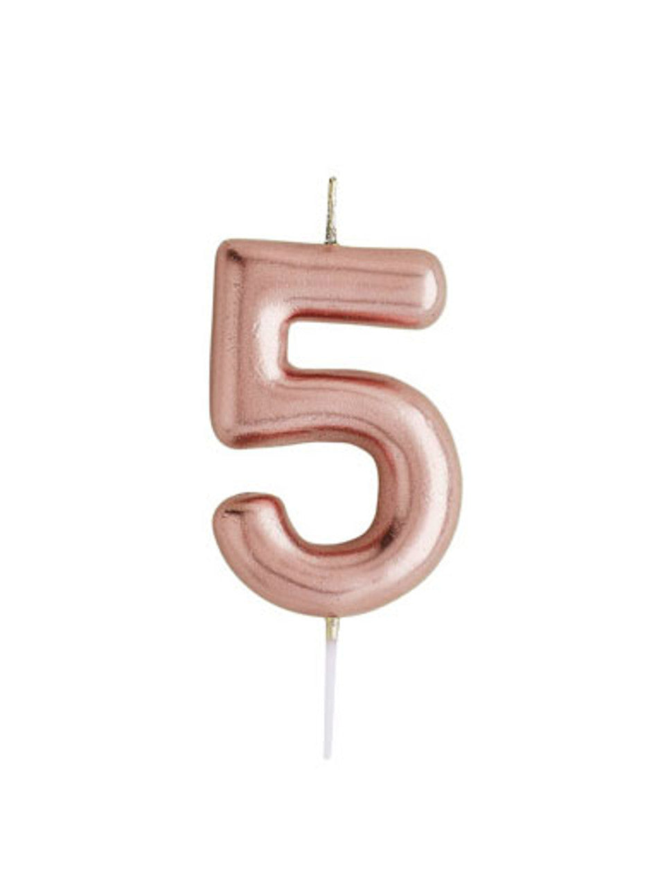 Metallic Number 5 Candle