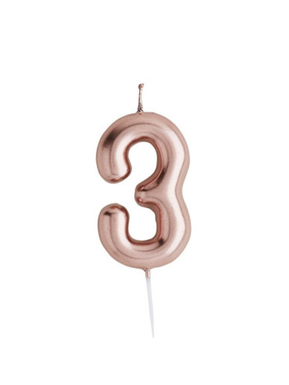 Metallic Number 3 Candle