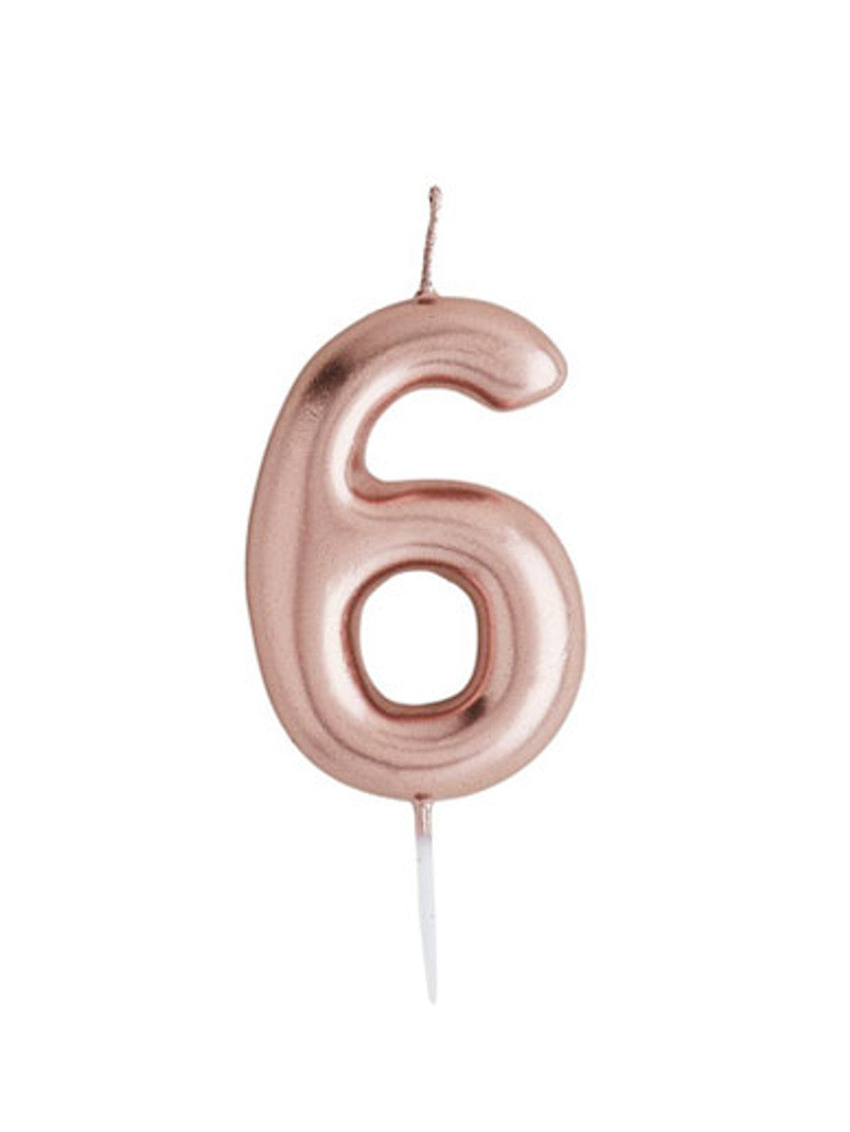 Metallic Number 6 Candle
