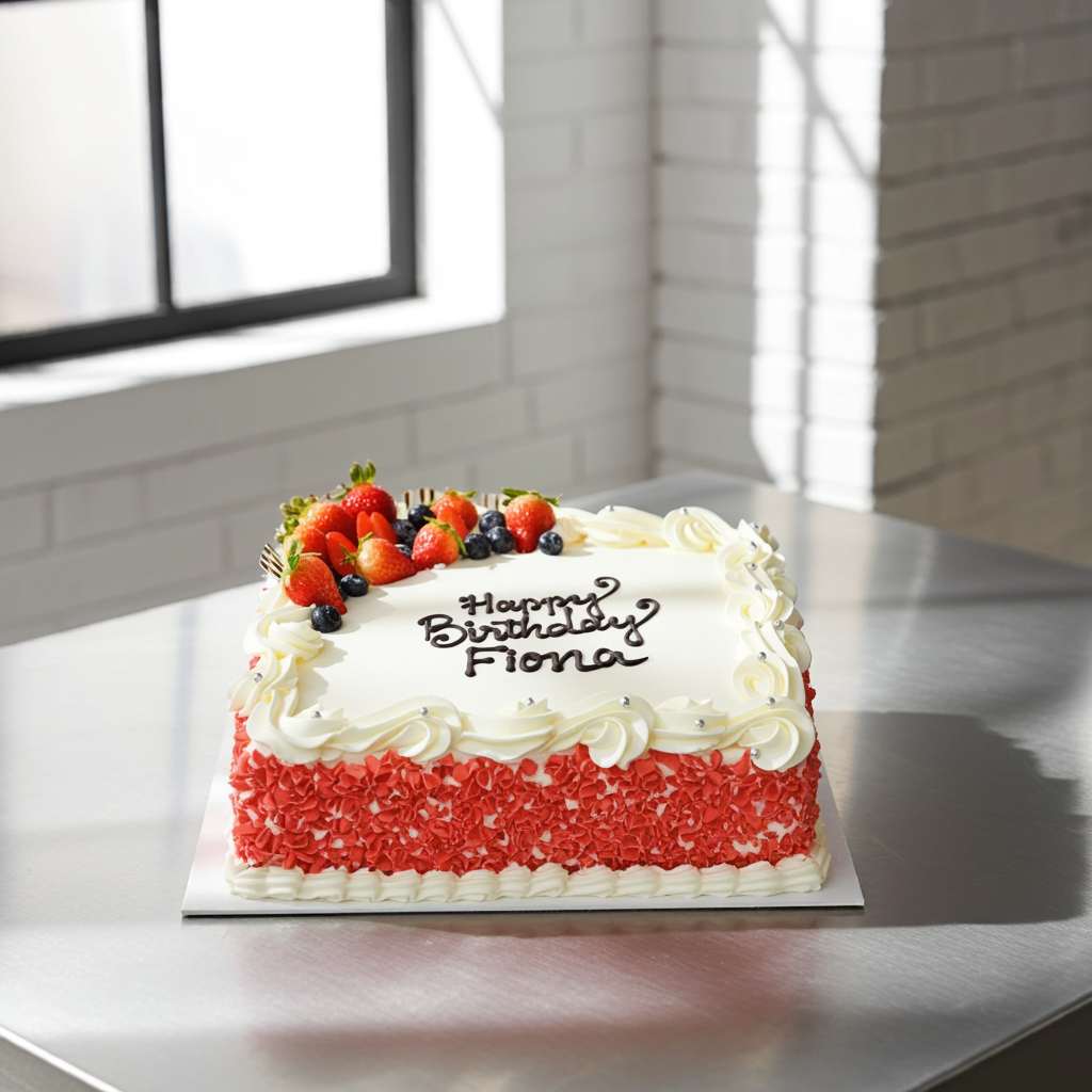 Special Square Strawberry Fruity Cake