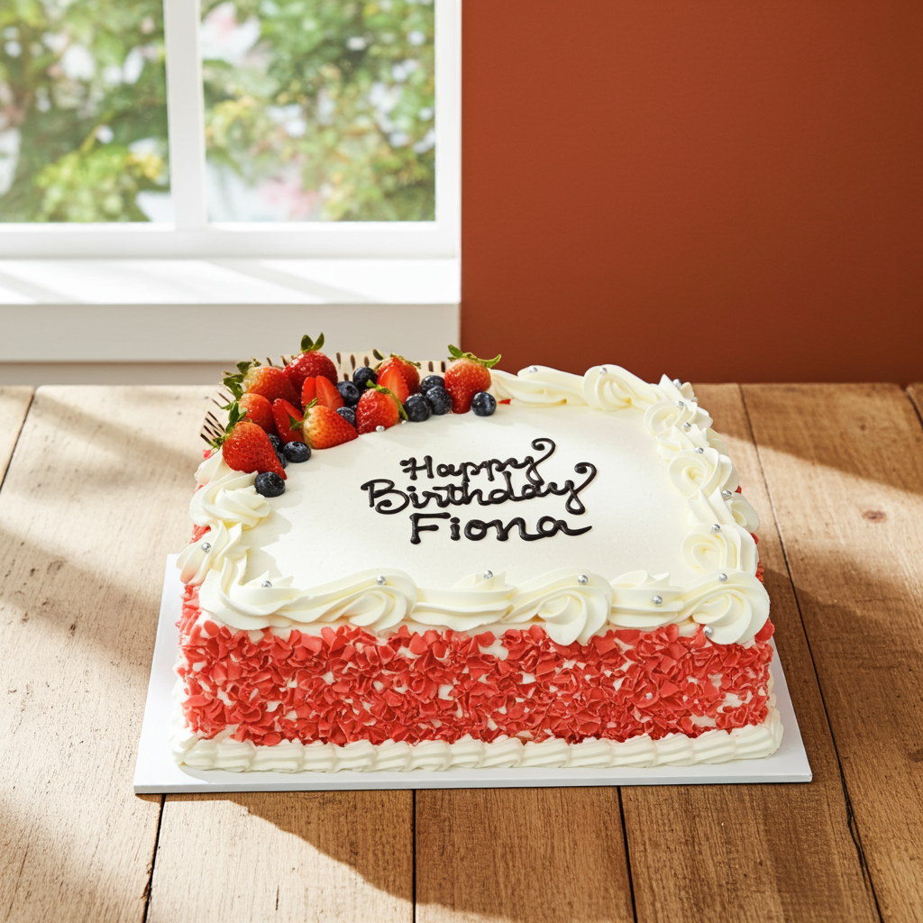 Special Square Strawberry Fruity Cake