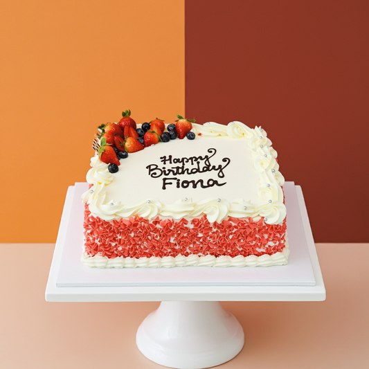 Special Square Strawberry Fruity Cake