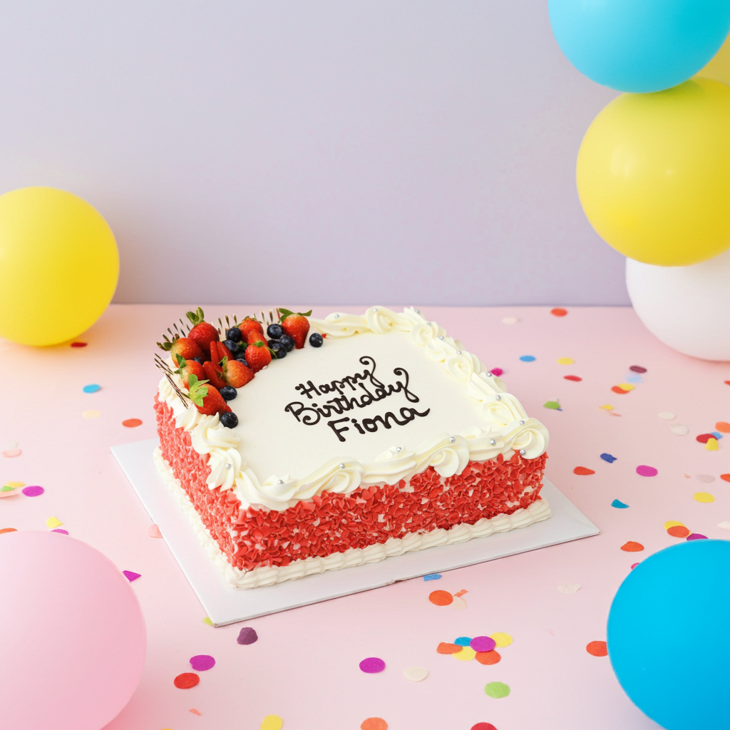 Special Square Strawberry Fruity Cake