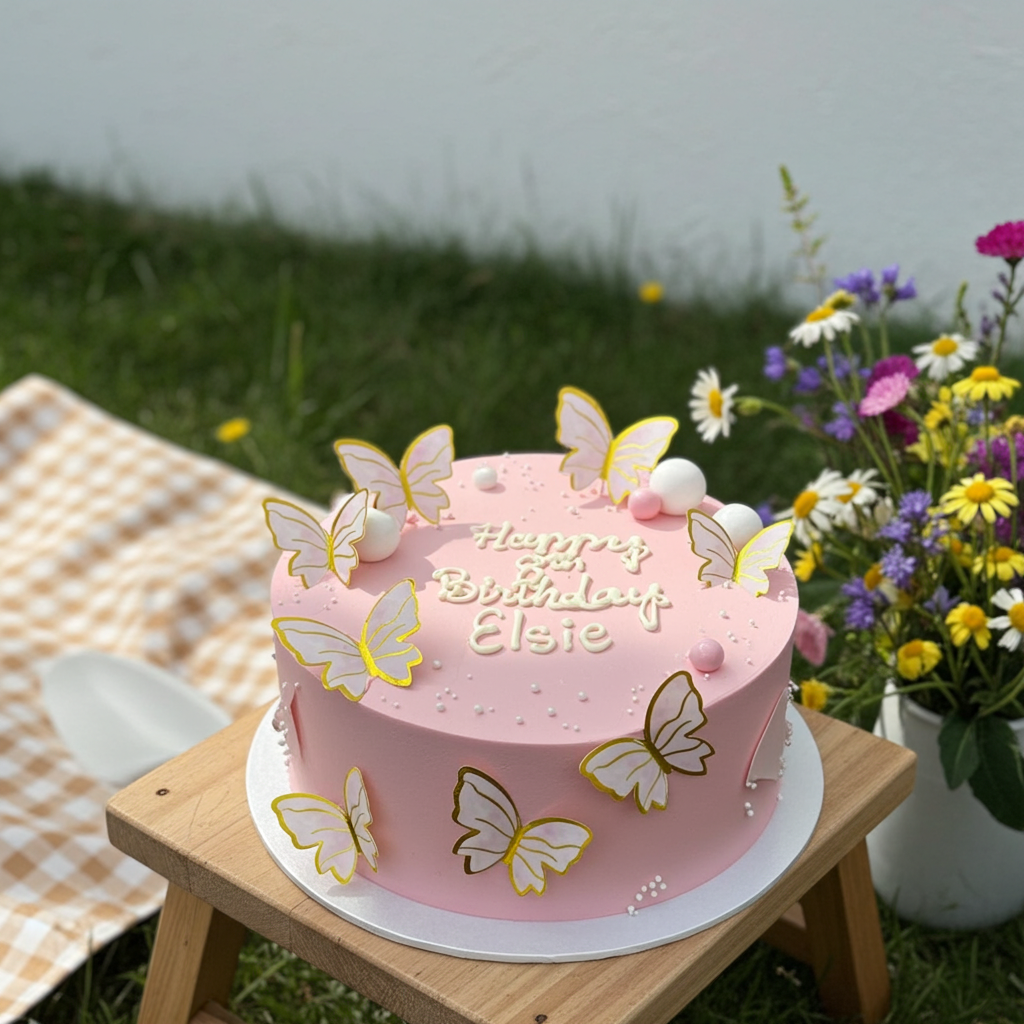 Pink Butterfly Cake