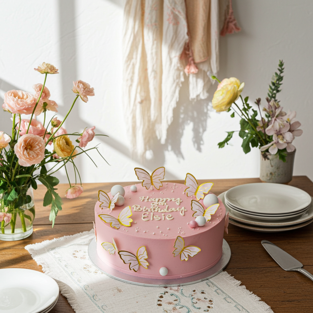 Pink Butterfly Cake